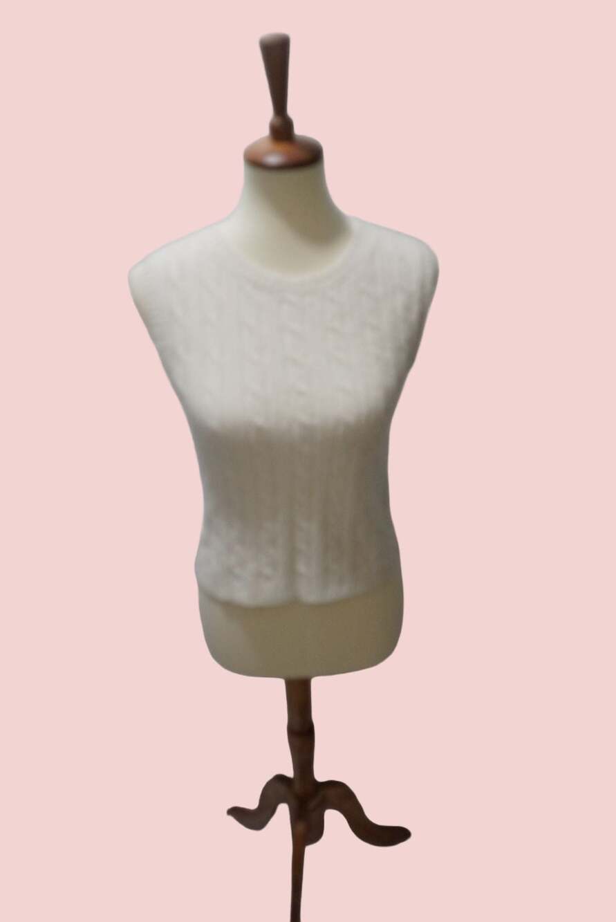 y2k Cable Knit Cream Sleeveless Sweater Tank Top